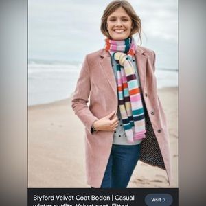Boden Blyford Velvet Coat Pale Pink Size 6